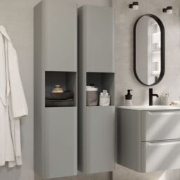 GoodHome Nevado Tall Matt Grey Bathroom Double Column Cabinet (H)160Cm (W)35Cm - thumbnail 7