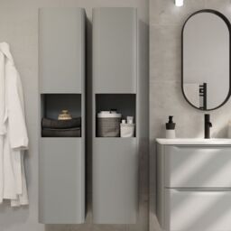 GoodHome Nevado Tall Matt Grey Bathroom Double Column Cabinet (H)160Cm (W)35Cm - thumbnail 8