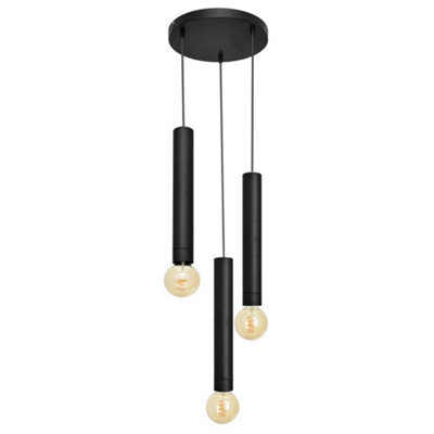 Luminosa Lighting Luminosa Tuba Cluster Pendant Ceiling Light Black 30Cm