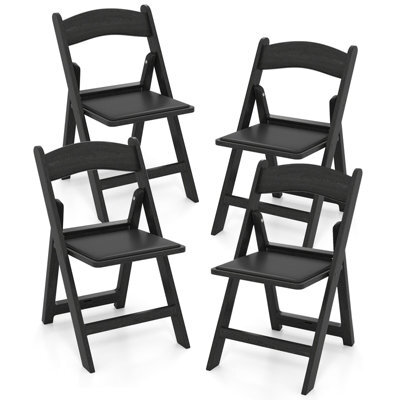 Gainoom 4 Pack Black Folding Chairs Dining Chair Set W/ Padded Seat & Back - image 1