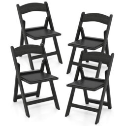 Gainoom 4 Pack Black Folding Chairs Dining Chair Set W/ Padded Seat & Back - thumbnail 1