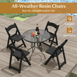Gainoom 4 Pack Black Folding Chairs Dining Chair Set W/ Padded Seat & Back - thumbnail 6