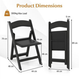Gainoom 4 Pack Black Folding Chairs Dining Chair Set W/ Padded Seat & Back - thumbnail 2