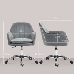 Homcom Office Chair, Swivel Desk Chair W/ Adjustable Height, Grey - thumbnail 3