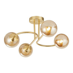 Pagazzi Lighting Pagazzi Hibben Gold Brass & Champagne Glass Semi-Flush Ceiling Light - thumbnail 3