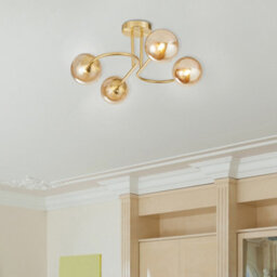 Pagazzi Lighting Pagazzi Hibben Gold Brass & Champagne Glass Semi-Flush Ceiling Light - thumbnail 1