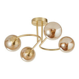 Pagazzi Lighting Pagazzi Hibben Gold Brass & Champagne Glass Semi-Flush Ceiling Light - thumbnail 4