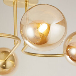 Pagazzi Lighting Pagazzi Hibben Gold Brass & Champagne Glass Semi-Flush Ceiling Light - thumbnail 2