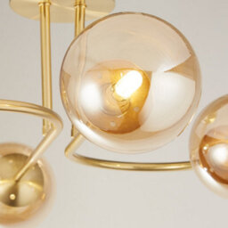 Pagazzi Lighting Pagazzi Hibben Gold Brass & Champagne Glass Semi-Flush Ceiling Light - thumbnail 5