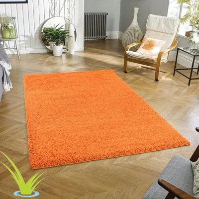 STALWART Modern Shaggy Rug - 5Cm Plush Thick Pile, Non-Slip, Soft Touch Carpet - Washable Area Rugs (Orange, 60X110 Cm) - image 1