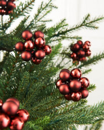 WeRChristmas Burgundy Glass Berry Cluster Christmas Baubles, 10 Pack - thumbnail 1