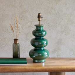 Loops Elegant Gloss Green Table Lamp Bases - 2 Pack With Aged Brass Accents - thumbnail 2