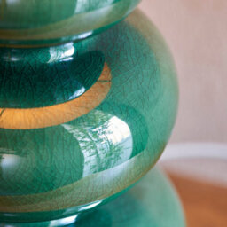 Loops Elegant Gloss Green Table Lamp Bases - 2 Pack With Aged Brass Accents - thumbnail 3