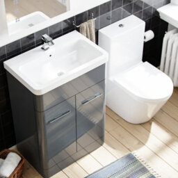 Nes Home 600mm Vanity Basin Unit & Rimless Close Coupled Toilet Grey - thumbnail 4