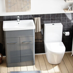 Nes Home 600mm Vanity Basin Unit & Rimless Close Coupled Toilet Grey - thumbnail 5