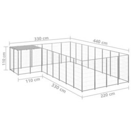 Berkfield Dog Kennel Silver 10.89 M2 Steel - thumbnail 6