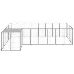 Berkfield Dog Kennel Silver 10.89 M2 Steel - thumbnail 2
