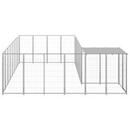 Berkfield Dog Kennel Silver 10.89 M2 Steel - thumbnail 3
