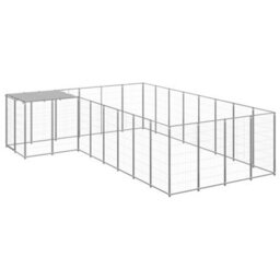 Berkfield Dog Kennel Silver 10.89 M2 Steel - thumbnail 1