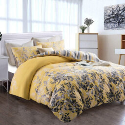 Ameha Printed Duvet Cover With Matching Pillowcase 3 Piece Set Skin Friendly Microfiber Ochre Blossom Super King (260X220Cm) - thumbnail 7