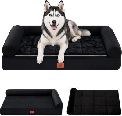 Luckracer Large Dog Bed Sofa Washable Orthopedic Dog Beds Brown 104X64X15Cm - image 1