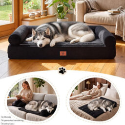 Luckracer Large Dog Bed Sofa Washable Orthopedic Dog Beds Brown 104X64X15Cm - thumbnail 3