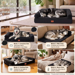 Luckracer Large Dog Bed Sofa Washable Orthopedic Dog Beds Brown 104X64X15Cm - thumbnail 5