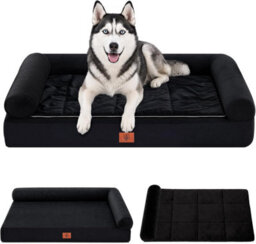 Luckracer Large Dog Bed Sofa Washable Orthopedic Dog Beds Brown 104X64X15Cm - thumbnail 1