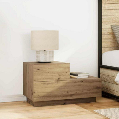 Berkfield Bedside Cabinet With Led Lights Artisan Oak 100X36X49 Cm - image 1