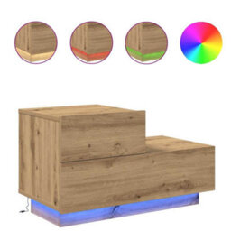 Berkfield Bedside Cabinet With Led Lights Artisan Oak 100X36X49 Cm - thumbnail 4