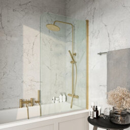 FNX Bathrooms White 1700 X 700 Single-Ended Bath With Waterproof Front Panel & Reversible Hinged Glass Bath Shower Screen - thumbnail 5