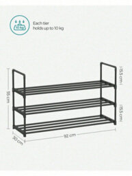 LEDREM 3-Tier Shoe Rack, Shoe Storage Organiser, Metal Storage Rack, Fits 12 To 15 Pairs Of Shoes, Stackable Shoe Shelf - thumbnail 6