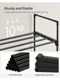 LEDREM 3-Tier Shoe Rack, Shoe Storage Organiser, Metal Storage Rack, Fits 12 To 15 Pairs Of Shoes, Stackable Shoe Shelf - thumbnail 4
