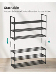 LEDREM 3-Tier Shoe Rack, Shoe Storage Organiser, Metal Storage Rack, Fits 12 To 15 Pairs Of Shoes, Stackable Shoe Shelf - thumbnail 7