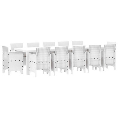 Berkfield Modern Garden Dining Set With Cushion 13 Pcs White And Light Grey