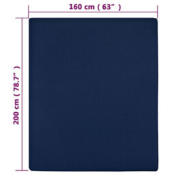 Walplus Jersey Fitted Sheet Navy Blue 160X200 Cm Cotton - thumbnail 4