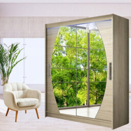 Westa Viii 150Cm Sliding Door Wardrobe With Modern Mirror Design And Rgb Led Lights Sonoma - thumbnail 1