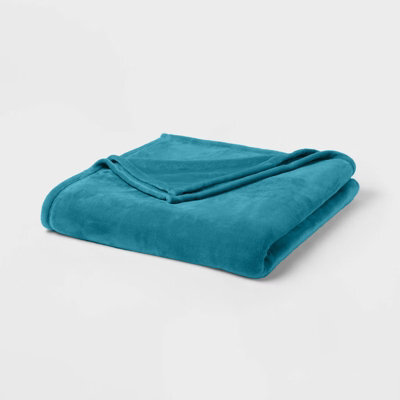 Imperial Rooms Plain Plush Faux Fur And Flannel Reversible All Season Comfort Blanket Teal Super King - image 1
