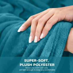 Imperial Rooms Plain Plush Faux Fur And Flannel Reversible All Season Comfort Blanket Teal Super King - thumbnail 2