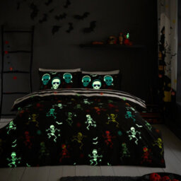 Bedlam Dancing Skeletons Glow In The Dark Duvet Cover Set - thumbnail 3