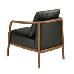 Angel Cerda Black Leather Armchair With Walnut Legs - thumbnail 7