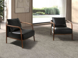 Angel Cerda Black Leather Armchair With Walnut Legs - thumbnail 6