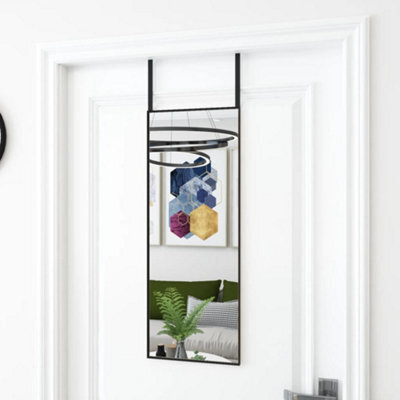 Berkfield Door Mirror Black 30X80 Cm Glass And Aluminium - image 1