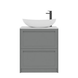 Royal Bathrooms Royal Bathroom Elmore 700mm Matt Pebble Grey Freestanding Countertop Bathroom Vanity Unit 2 Drawer With Cesar Basin - thumbnail 7