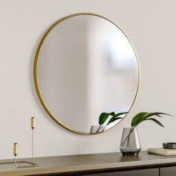 Darphe Nordic Round Gold Framed Wall Mounted Bathroom Mirror Shatterproof 60Cm - thumbnail 3