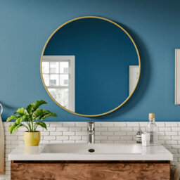 Darphe Nordic Round Gold Framed Wall Mounted Bathroom Mirror Shatterproof 60Cm - thumbnail 2