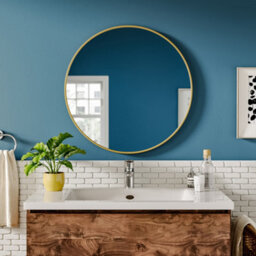 Darphe Nordic Round Gold Framed Wall Mounted Bathroom Mirror Shatterproof 60Cm