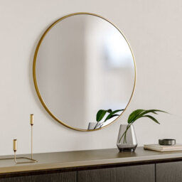 Darphe Nordic Round Gold Framed Wall Mounted Bathroom Mirror Shatterproof 60Cm - thumbnail 4