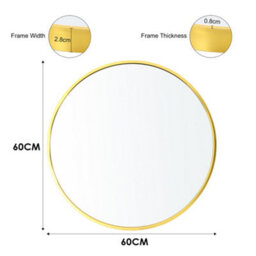 Darphe Nordic Round Gold Framed Wall Mounted Bathroom Mirror Shatterproof 60Cm - thumbnail 6