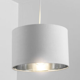 CGC Lighting Cgc Nila Luxury Cream Velvet & Silver Inner Round Pendant Drum Shade